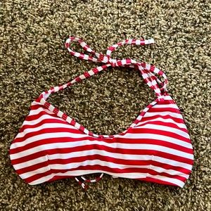 Red and white striped bikini top